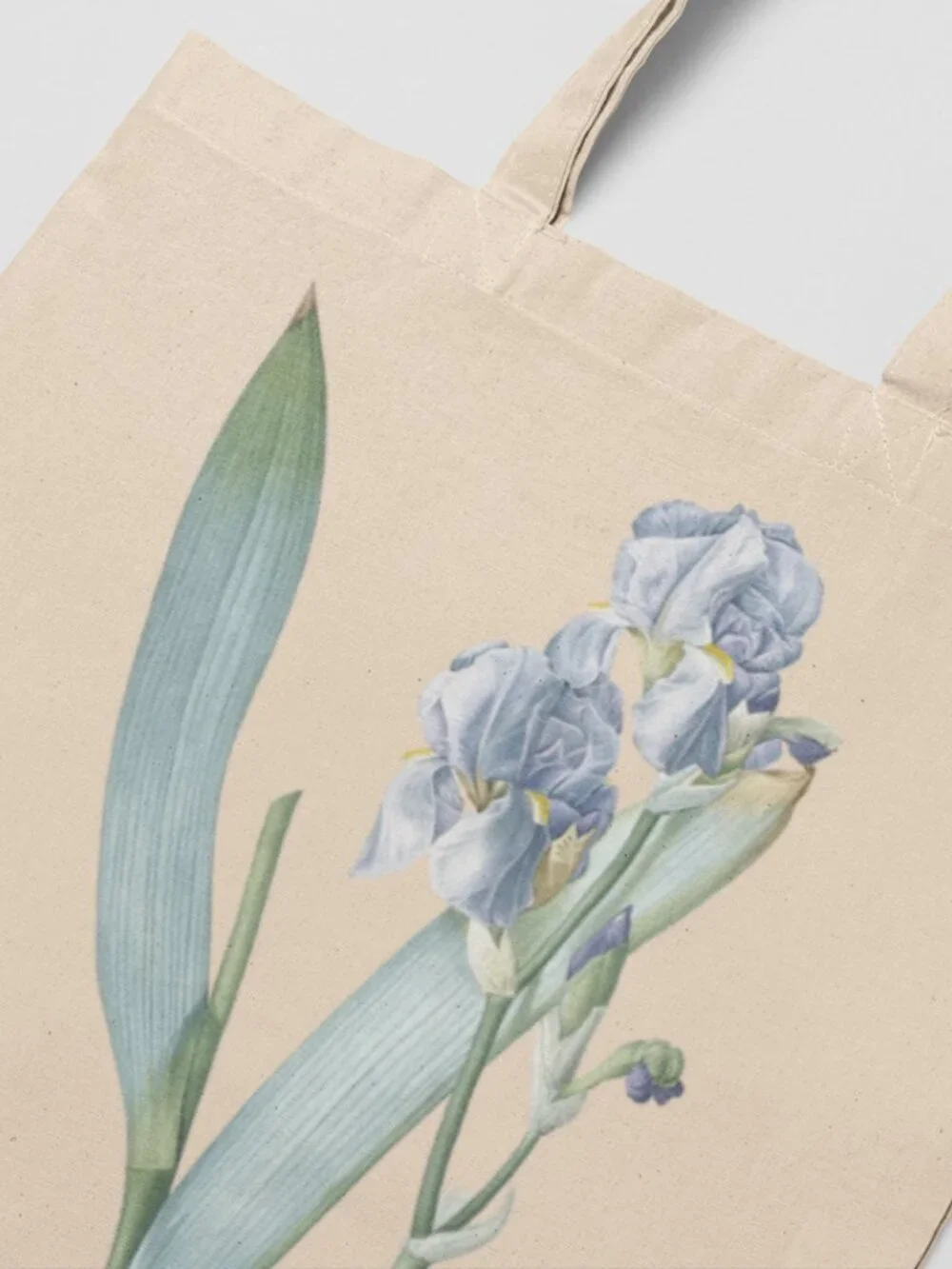Spanish Iris Vintage Floral Print Graphic Canvas Tote Bag